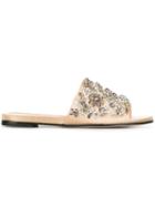 Rochas Embellished Strap Flip Flops