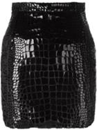 Saint Laurent Scale Effect 80's Mini Skirt, Women's, Size: 38, Black, Viscose/silk
