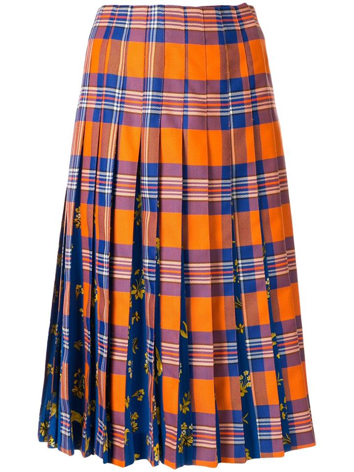 Vivetta Tartan Print Pleated Skirt - Orange
