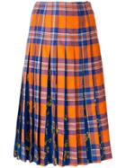 Vivetta Tartan Print Pleated Skirt - Orange