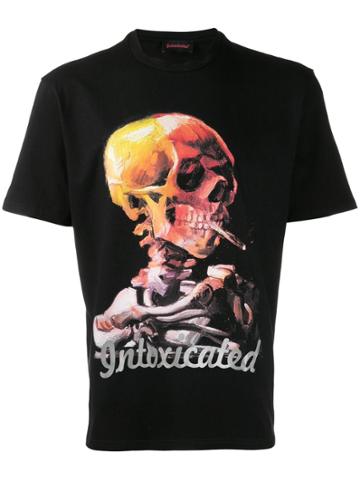 Intoxicated Skull Print Logo T-shirt - Black