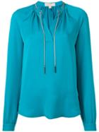 Michael Michael Kors Tie-collar Blouse, Women's, Size: Small, Blue, Silk