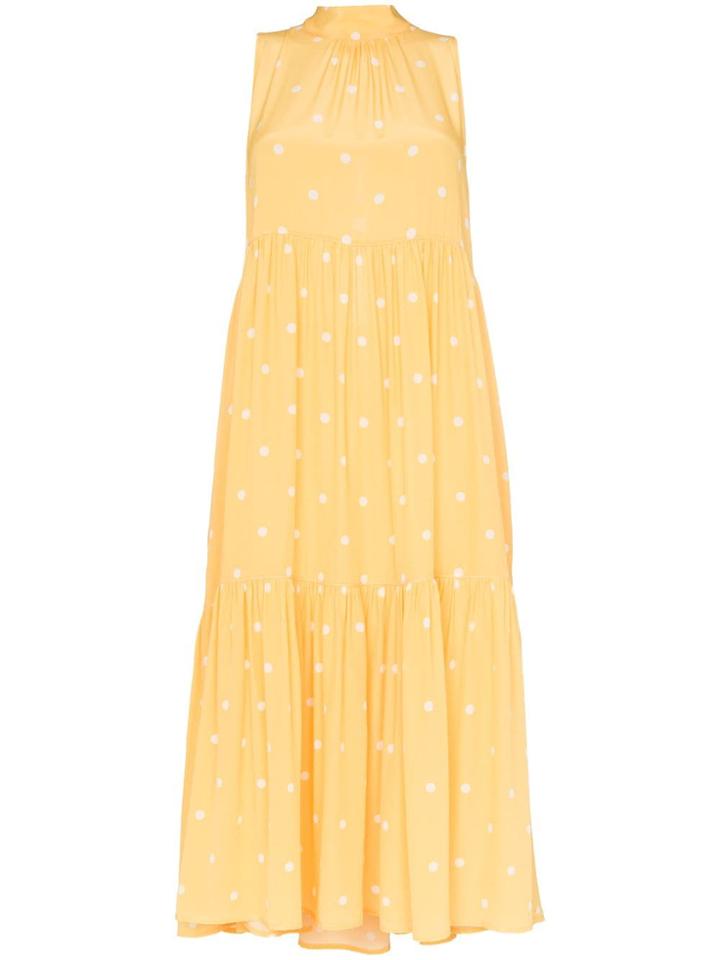 Asceno Polka-dot Tiered Dress - Yellow