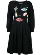 Boutique Moschino - Cartoon Face Print Dress - Women - Cotton - 44, Black, Cotton