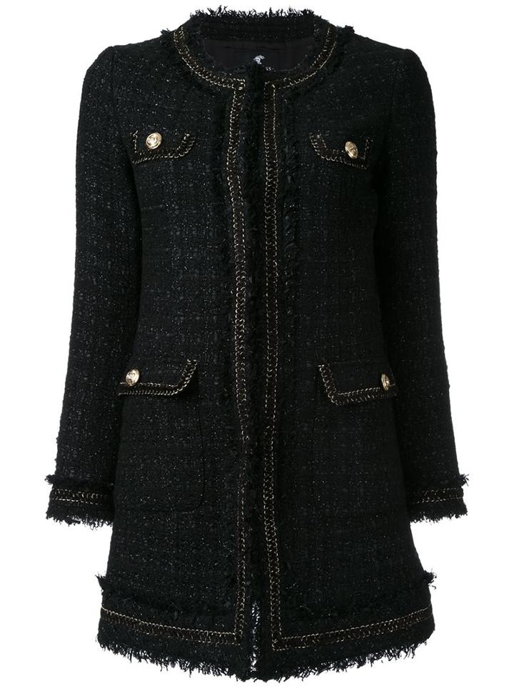 Loveless Long Bouclé Jacket, Women's, Size: 36, Black, Acrylic