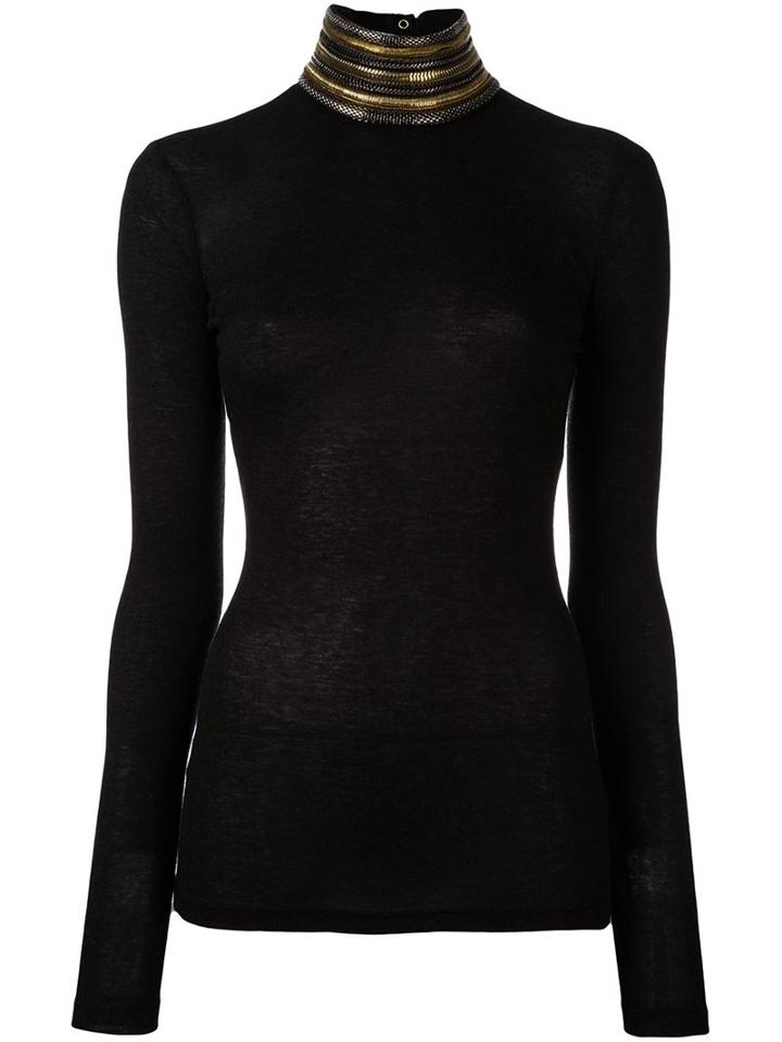 Pierre Balmain Embellished Backless Jumper, Women's, Size: 42, Grey, Viscose/wool