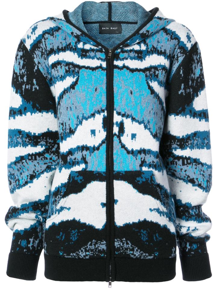 Baja East Camouflage Zipped Hoodie - Blue