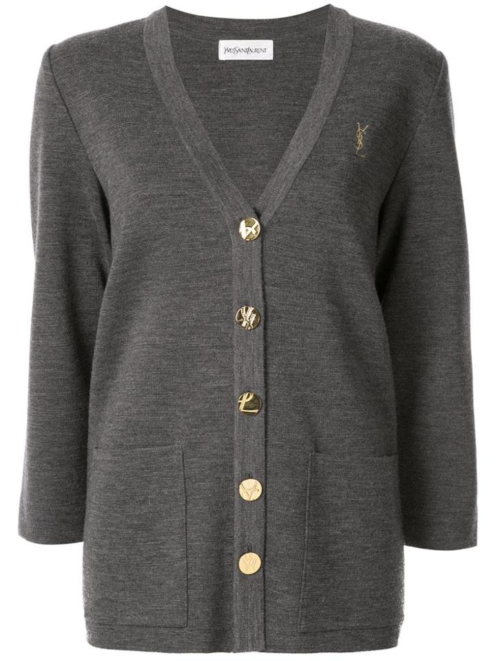 Yves Saint Laurent Vintage Button-embellished Cardigan - Grey
