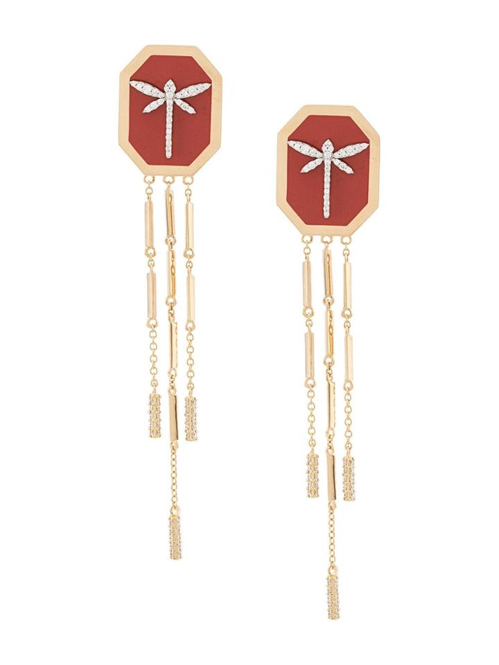Anapsara Dragonfly Earrings - Yellow Gold