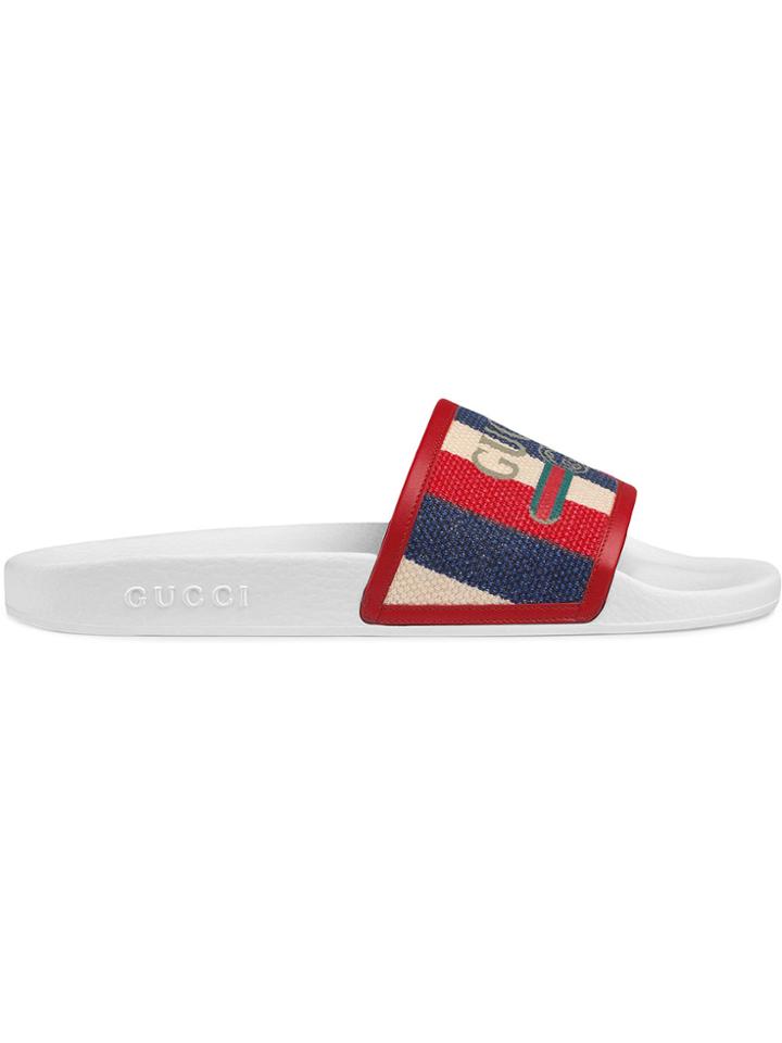 Gucci Gucci Logo Sylvie Slide Sandal - White