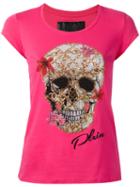 Philipp Plein Skull Print T-shirt, Women's, Size: Medium, Pink/purple, Cotton