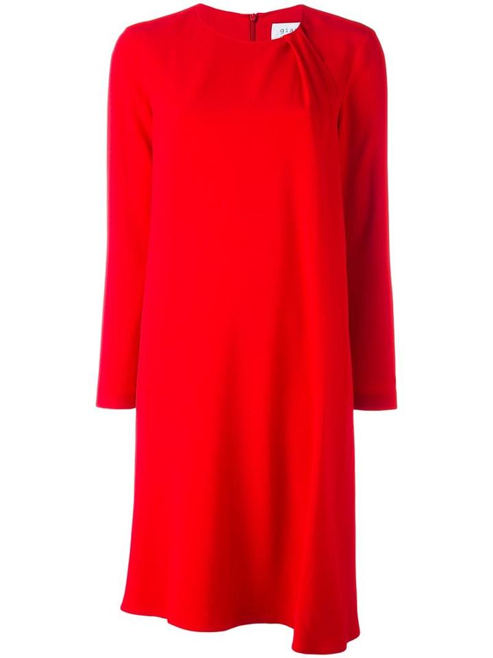 Gianluca Capannolo Gathered Detail Shift Dress, Women's, Size: 42, Red, Nylon/acetate/viscose
