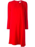Gianluca Capannolo Gathered Detail Shift Dress, Women's, Size: 42, Red, Nylon/acetate/viscose