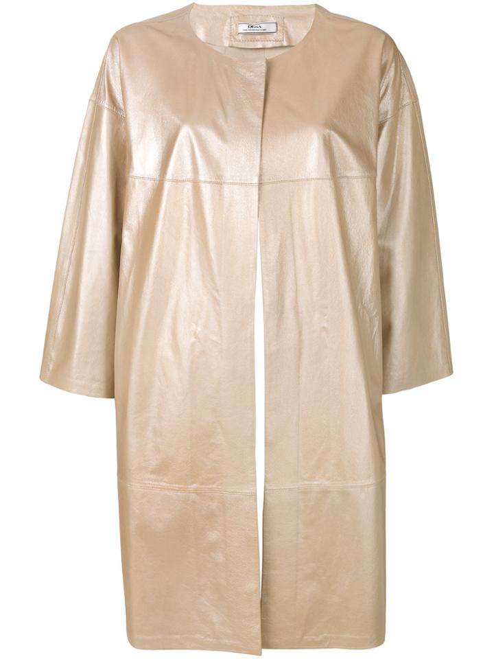 Desa 1972 Oversized Leather Coat - Brown