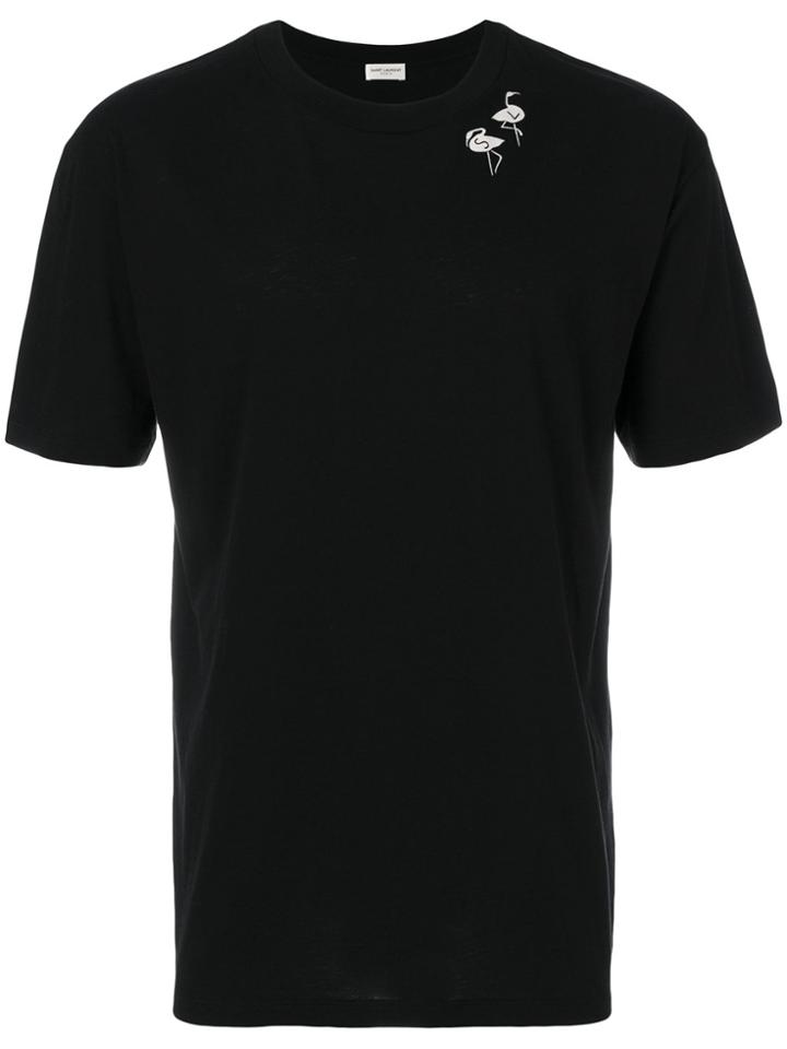 Saint Laurent Flamingo Initial Print T-shirt - Black