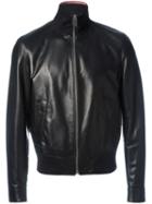 Bally Zipped Leather Jacket, Men's, Size: 54, Black, Lamb Skin/cupro/nylon/spandex/elastane