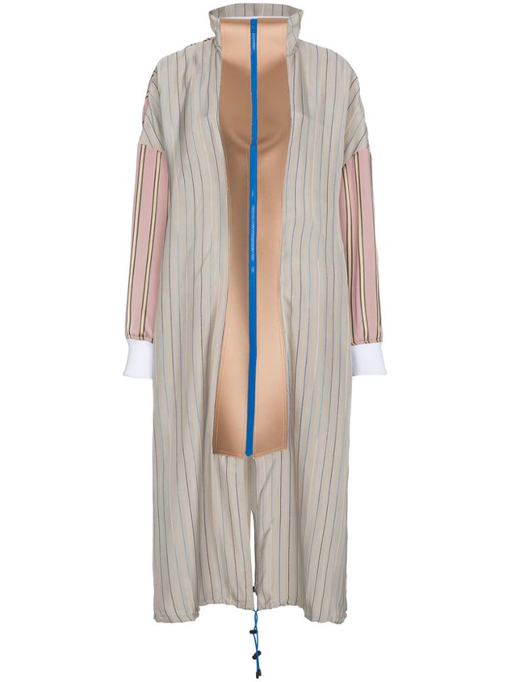 Esteban Cortazar Striped Coat With Contrast Zip - Multicolour