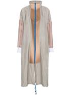 Esteban Cortazar Striped Coat With Contrast Zip - Multicolour