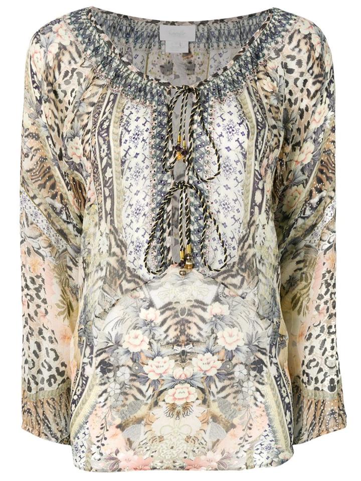 Camilla Mixed Print Blouse - Brown