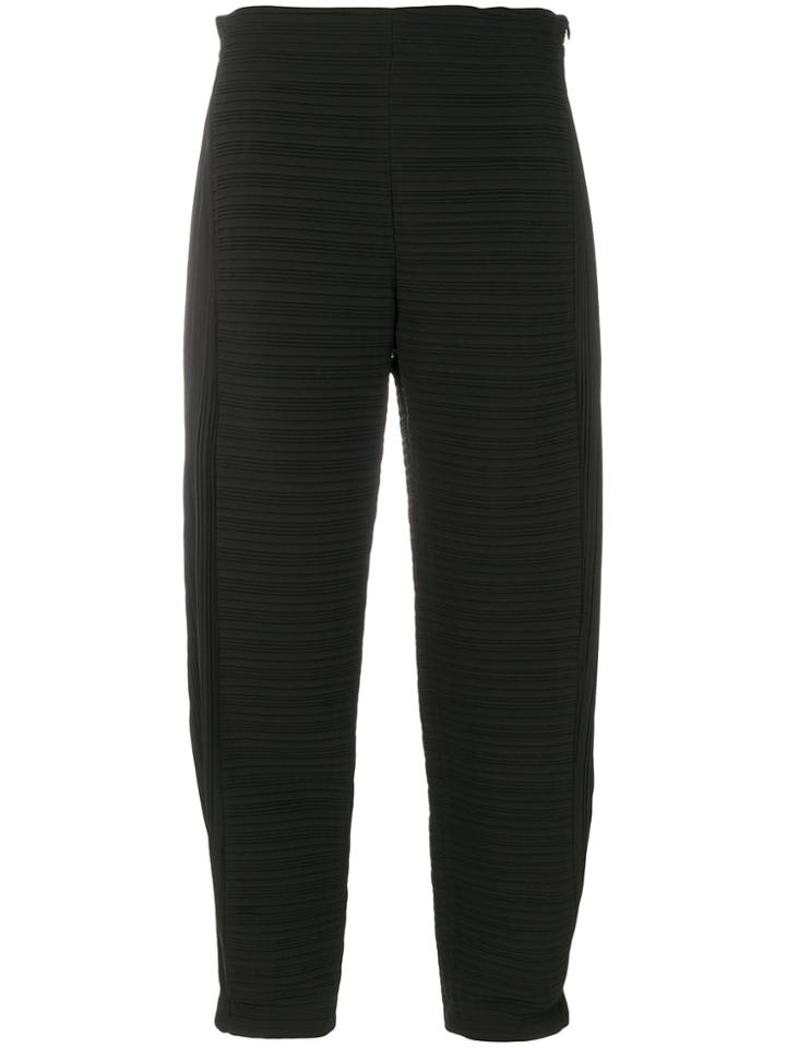 Victoria Victoria Beckham Ribbed Cropped Trousers - Black