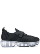Prada Cloudbust Clear Sole Strap Sneakers - Black