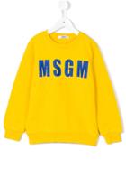 Msgm Kids Logo Print Sweatshirt, Boy's, Size: 12 Yrs, Yellow/orange