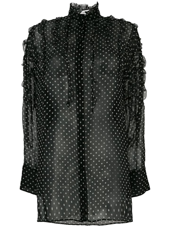Valentino Polka-dot Ruffled Blouse - Black