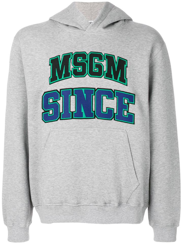 Msgm Embroidered Hoodie - Grey
