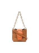 Yuzefi Brown And Orange Delila Leather And Suede Bag