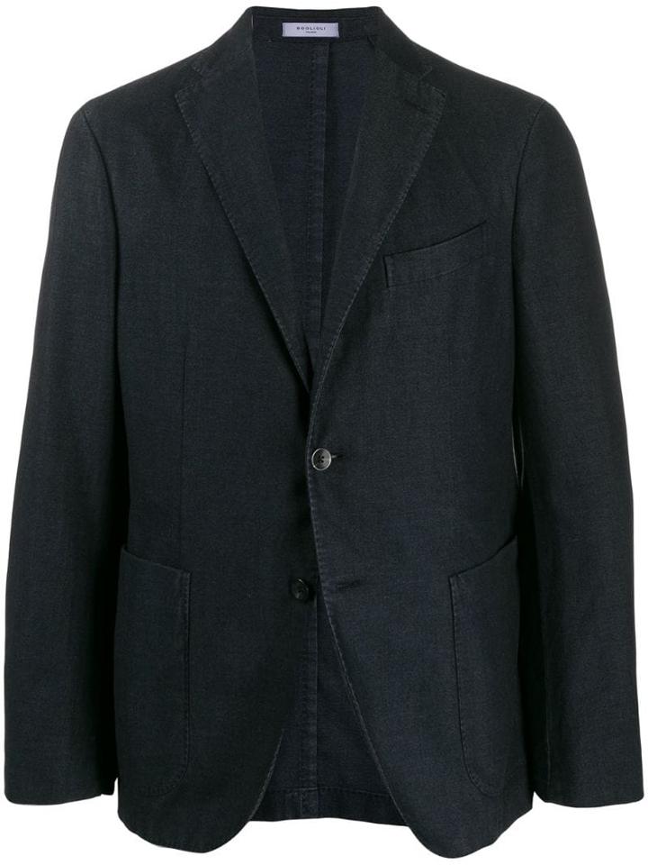 Boglioli Single-breasted Herringbone Jacket - Blue