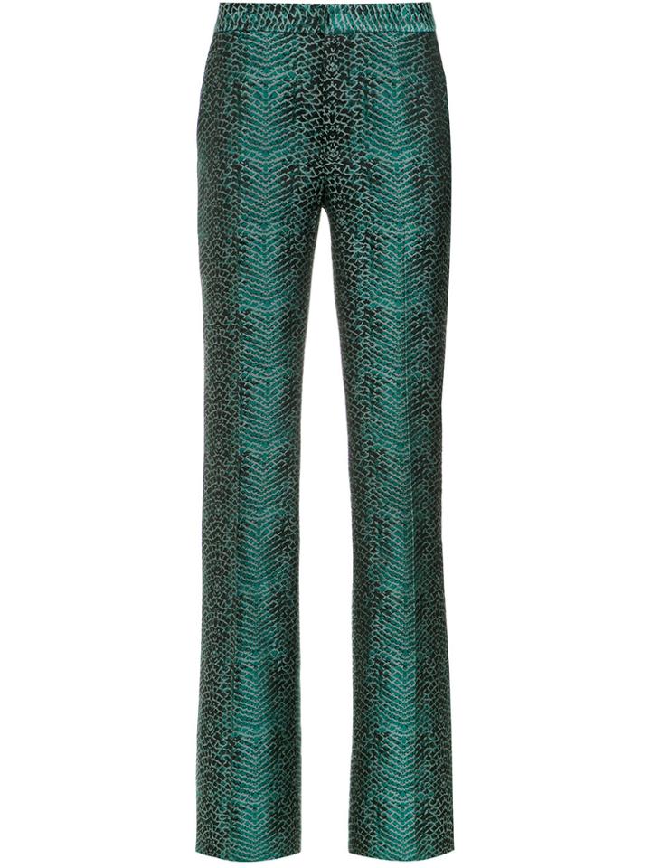 Tufi Duek Snakeskin Print Flared Trousers - Green