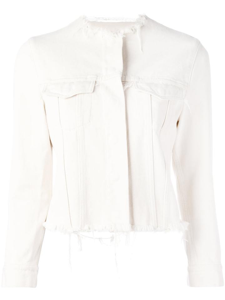 Marques'almeida Frayed Denim Jacket, Women's, Size: Small, White, Cotton