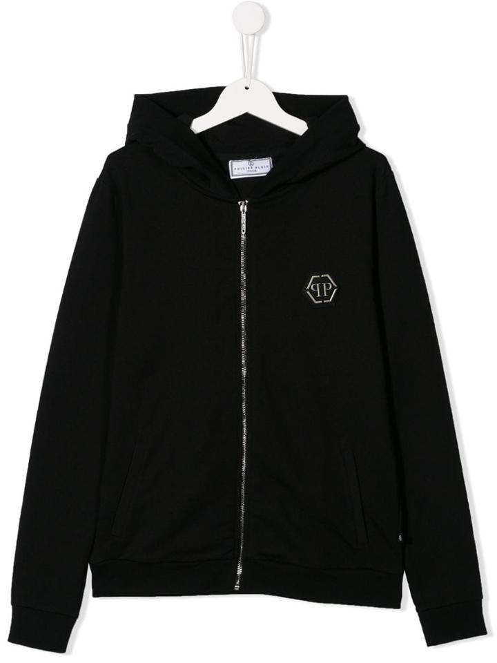 Philipp Plein Junior Logo Plaque Hoodie - Black