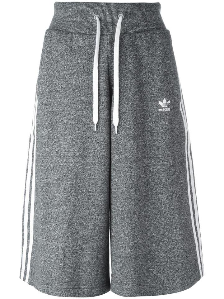 Adidas Originals Three Stripe Culotte Shorts, Women's, Size: 40, Grey, Cotton/polyester
