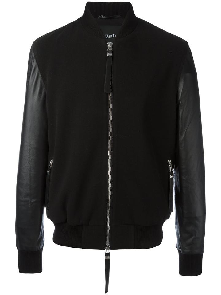Blood Brother Alpha Ii Bomber Jacket, Men's, Size: Large, Black, Wool/lamb Skin/cotton