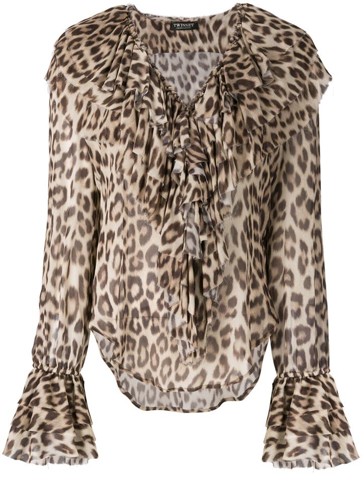 Twin-set Leopard Print Blouse - Nude & Neutrals