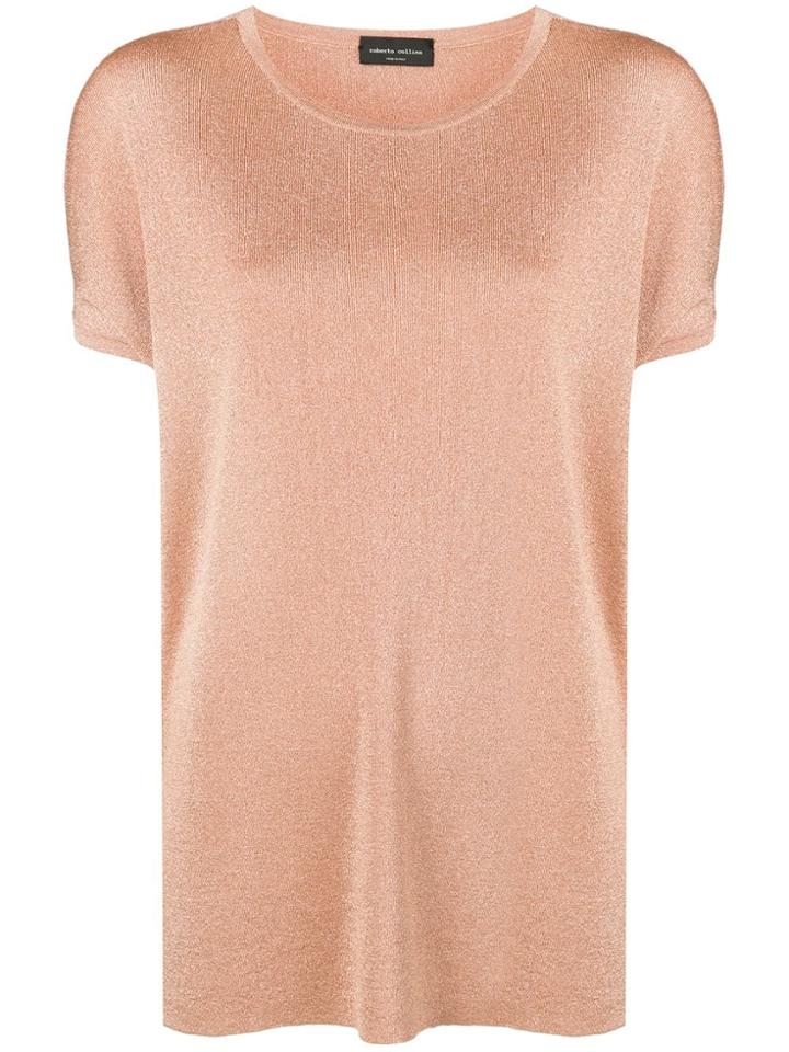 Roberto Collina Short-sleeve Sweater Top - Orange