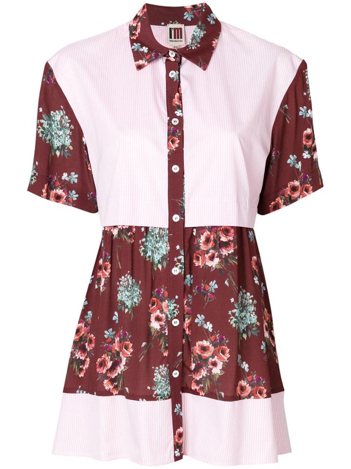 I'm Isola Marras Floral Print Panelled Shirt - Pink & Purple