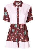 I'm Isola Marras Floral Print Panelled Shirt - Pink & Purple