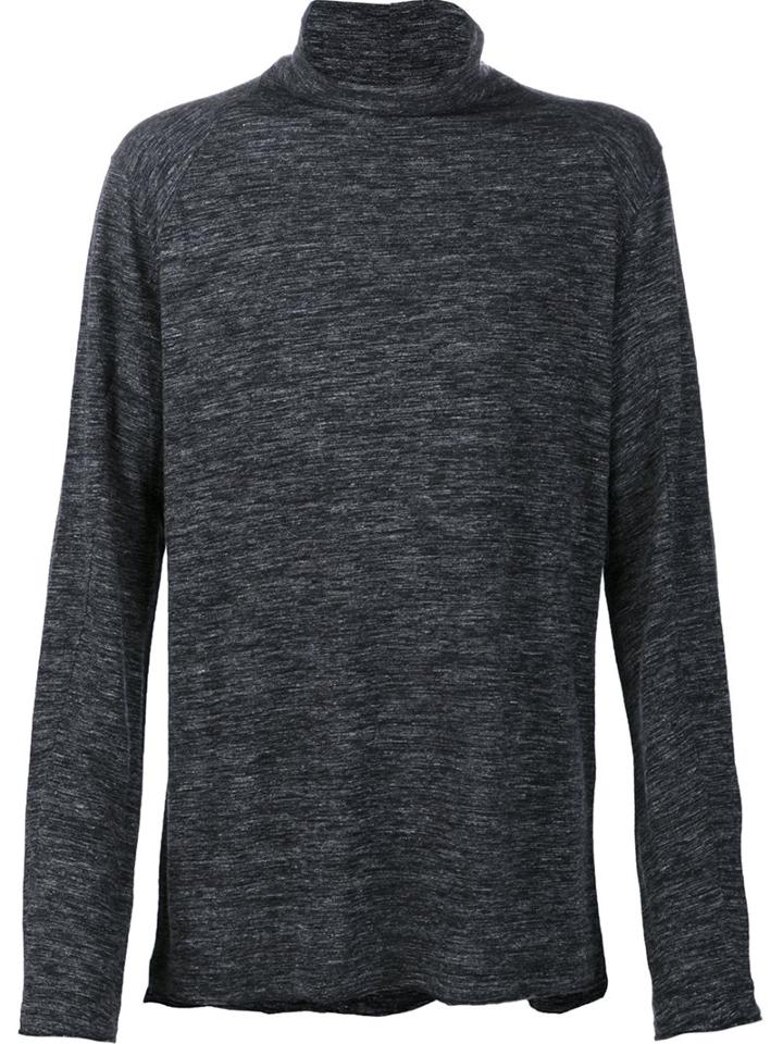 Transit Roll Neck Fine Knit Jumper, Men's, Size: Large, Black, Linen/flax/polyamide/virgin Wool