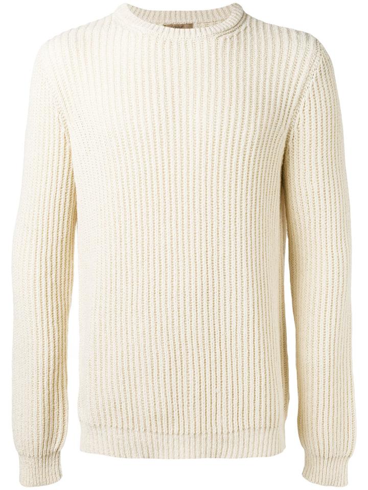 Nuur Ribbed Detail Jumper, Men's, Size: 52, Nude/neutrals, Cotton/nylon