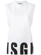 Msgm Long Print Tank, Women's, Size: Medium, White, Cotton