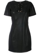 Twin-set Lace Up Neck Short Dress - Black