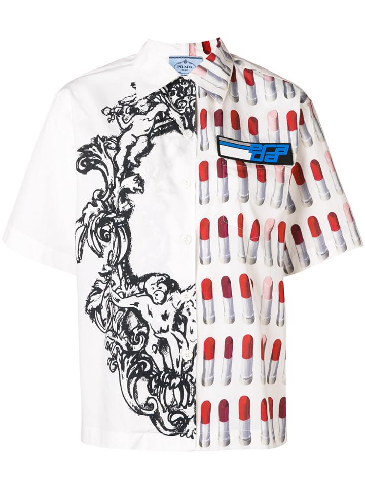 Prada Comic Book And Lipstick Print Shirt - White