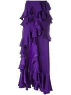 Roberto Cavalli Ruffle Front Skirt, Women's, Size: 42, Pink/purple, Silk