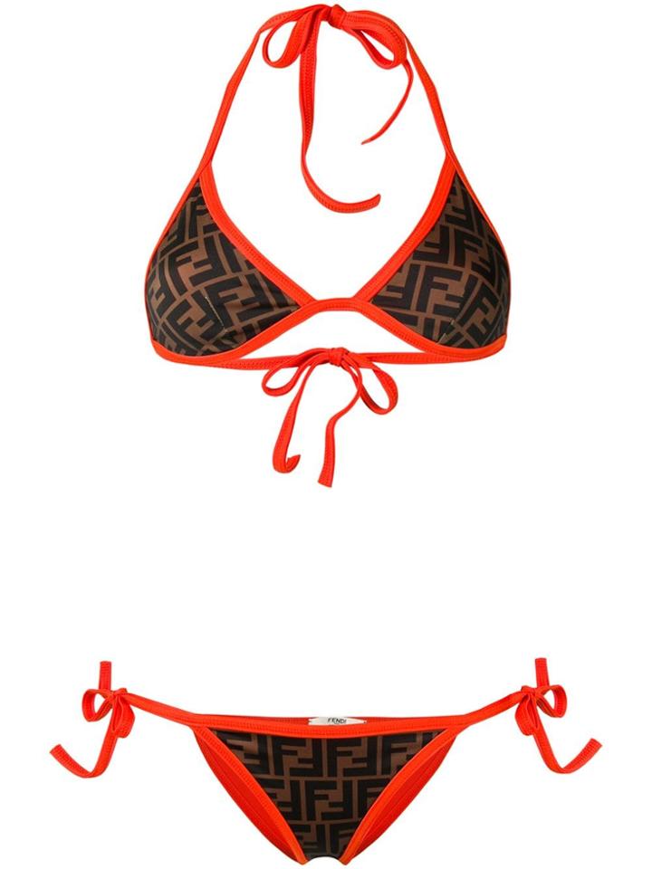 Fendi Ff Logo Reversible Bikini - Brown