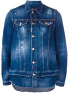 Dsquared2 Shirt Insert Denim Jacket, Men's, Size: 52, Blue, Cotton/calf Leather/spandex/elastane/magnesium