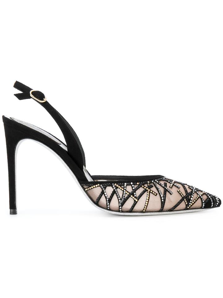 René Caovilla Tulle Pumps - Black