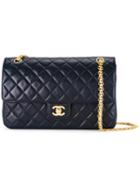 Chanel Vintage Quilted Cc Double Flap Bag, Women's, Black