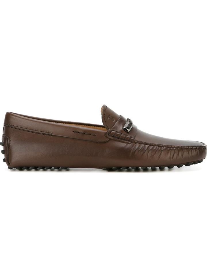 Tod S Classic Driving Shoes, Men's, Size: 6, Brown, Leather/rubber